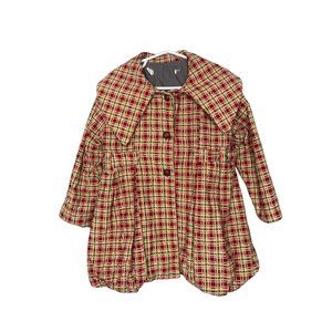 blu pony vintage Girls Coat Corduroy Brown Red Plaid Size 4